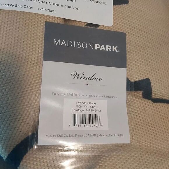 Madison Park Saratoga Window Panel Khaki/black - Picture 3 of 7